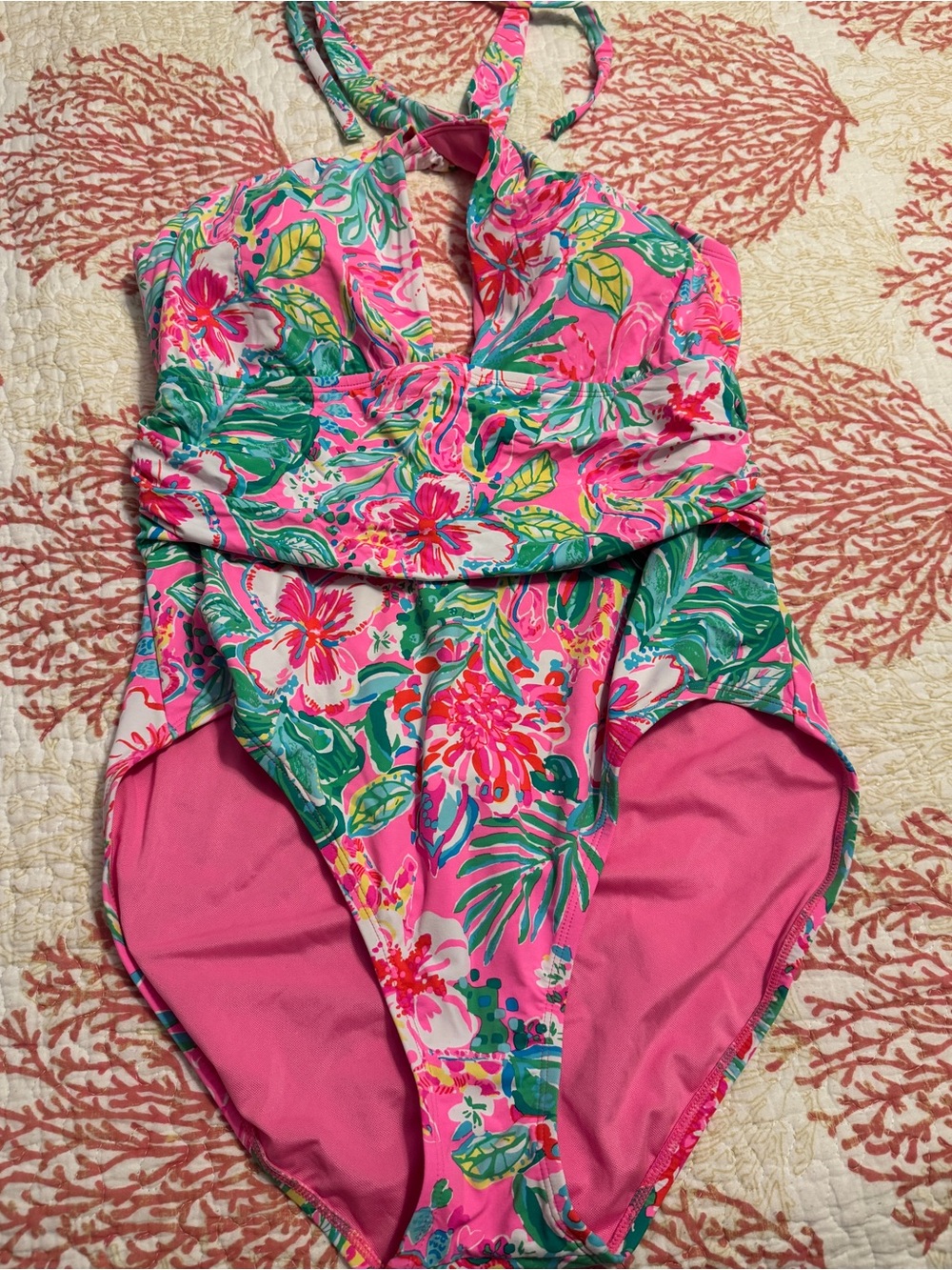 Lilly Pulitzer Hot Pink Tropical Floral One-Piece Swimsuit